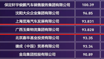 玉柴物流集團(tuán)榮獲2024中國汽車經(jīng)銷商集團(tuán)百強(qiáng)稱號